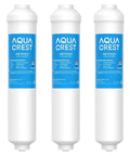 Direct Swap Inline Water Filter Replacement For Reverse Osmosis Post Carbon Systems With Nsf Ansi Forty Two Certification showing three filters with blue labels.