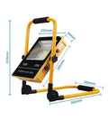 Kickass Portable Rechargeable Solar Led Flood Light With Ip65 Weather Sealing And Rip Roaring 2700 Lumens Glow showing dimensions and design.