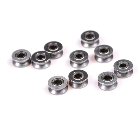 Gang Pack 10 624VV V Groove Deep Groove Ball Bearing for Guide Rail Linear Slide Sealed with smooth surface and metallic finish.