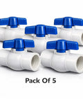 Heavy Duty 1/2 Inch PVC Ball Valve Sch40 Socket To Socket Shut Off Valve For Plumbing Irrigation Pool Spa With Blue Handle And Built Tough Zero Drip Seal Pack Of 5 stacked valves with blue handles