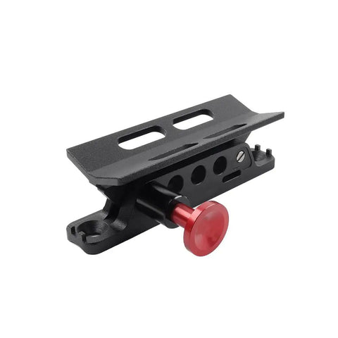 5 Pcs Quick Release Roll Bar Fire Extinguisher Mount Holder Bracket Rugged Aluminum Safety Rig For UTV Off Road Jeep Wrangler Polaris Yamaha Kawasaki Can Am Setup Dope Black And Red Strap Kit For Your Rig close-up of black aluminum bracket with red release button