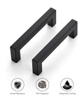 30 Pack 4 Inch Square Kitchen Cabinet Handles Matte Black Drawer Pulls with scratch resistance and anti-fingerprint coating.