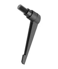 Badass M6 Clamping Lever Handles Offer a Sick Quick Release Rotation Black Hex Socket Screw Bolt Stud Knobs Crafted for Lathe Machinery Provide Rapid Install and Tight Grip Two Piece Kit showing a single black aluminum lever with threaded end.
