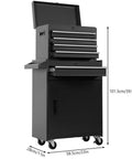 Heavy Duty Five Drawer Rolling Tool Chest With Spacious Storage Cabinet On Four Smooth Rollin Casters For Garage Hustle, black and tall design.