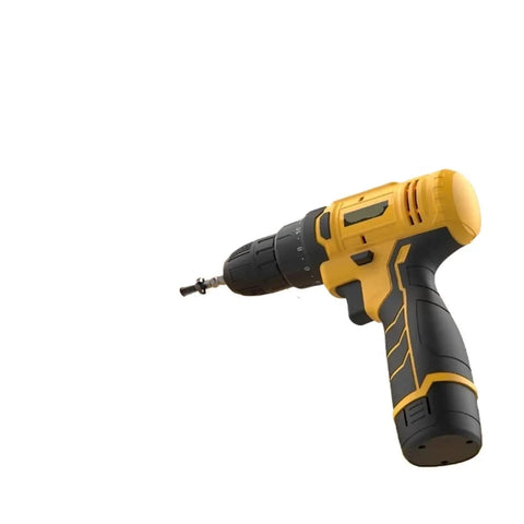 Game Changer 12V Cordless Drill With Rapid Lithium Cell Dual Speed Lever 30Nm Torque Electric Screwdriver, angled view, yellow and black.