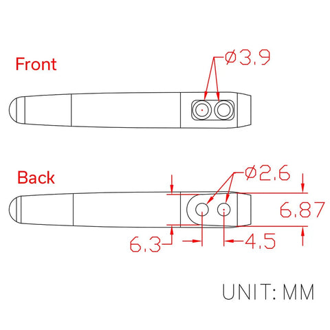 Kick Your Everyday Carry Game Up With These Premium Flamed Titanium Pocket Knife Clips featuring a front and back view with measurements.