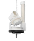 Heavy Duty Two Inch Toilet Flush Valve Replacement For One Piece And Integrated Tanks, white plastic kit with flushing mechanism.
