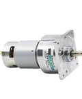 Top Shelf 775 Dc Gear Motor 24 Volt 35 Watt 400 Rpm Beefy Miniature Torque Workhorse Built Tough For Robotics Diy Projects Smooth Running Industrial Automation including metal housing and shaft view.
