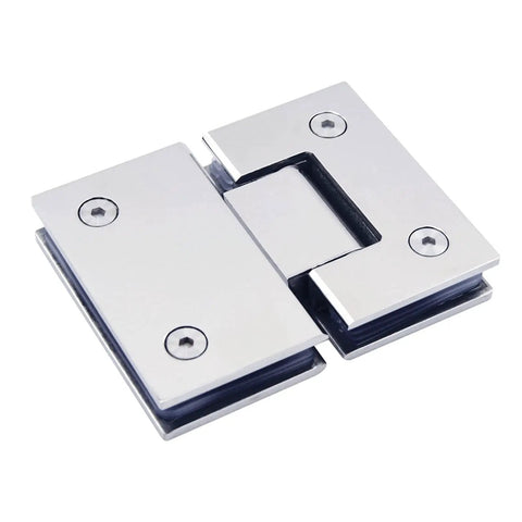 Rock Solid 180 Degree Glass Shower Hinges Two Pack Heavy Duty 304 Stainless Steel Brushed Finish close-up of hinge