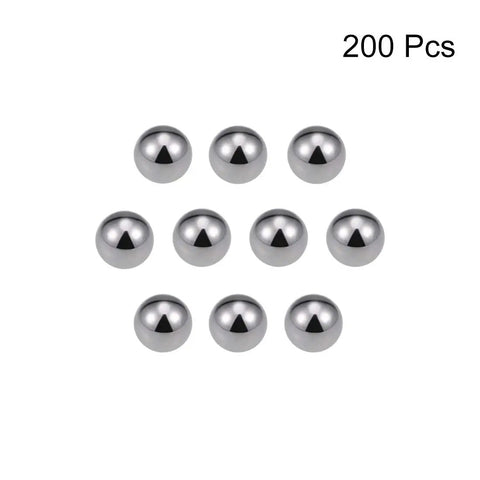 Badass 6mm Carbon Steel Bearing Balls Precision Industrial Components Slick Surface Lightly Oiled Exceptional Durability Tight Manufacturing Specs Two Hundred Piece Set For Garage Projects displayed in a grid format.