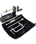 Beefy Fishing Tool Kit With Wire Bender, Loop Maker, Fly Tying Station, And Reel Winder Featuring Drag System on black case