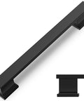 10 Pack 5 Inch Hole Centers Matte Black Cabinet Handles And Drawer Pulls, 6 Inch Overall Length, 0.5 Inch Width, 1.1 Inch Projection