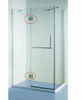 Premium Heavy Duty Glass Door Hinge with a buttery smooth wide swing on a glass shower door, stainless steel build.