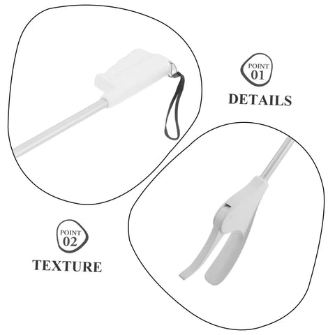 28 Inch Long Reach Grabber Tool Reacher Aid With Firm Grip And Nonslip Hold For Seniors And Pregnant Women Lightweight Plastic And Stainless Steel Pickup Tool For Kitchen Balcony And Home, close-up handle and trigger detail