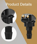 Close-up of Two Pack Car Front Windshield Washer Nozzles Double Hole Straight Column Sprayer Nozzle For Most Vehicles Durable Nylon