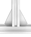 Kickass 2020 Series Aluminum Corner Brackets And Five Hole T Shape Joint Plates For Building Heavy Duty Industrial Rigs Sweet 3D Printer Mods And CNC Frame Assemblies With Durable Silver Finish, mounted angle view.