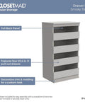 Super Slick Modular Closet Storage Organizer With Four Stackable Drawers In Taupe featuring four drawers and a full back panel.