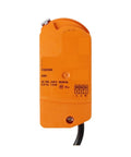 Smooth Operator Rotary Actuator For Heavy Duty Valve Control And Snappy HVAC Ventilation Systems Featuring Quick Connect AC 100 To 240 V Wiring With One Nm Torque That Handles The Load Without Breaking A Sweat, orange CQ230A actuator front view.