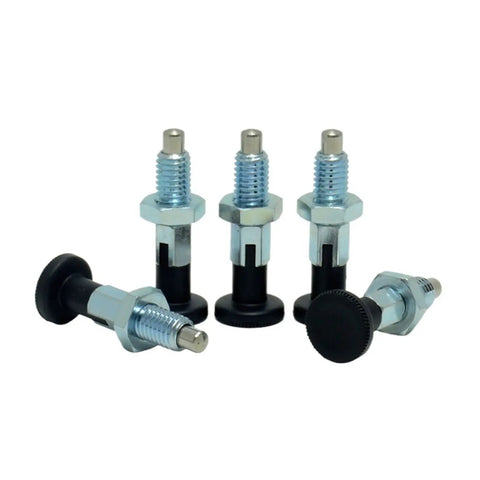 Rugged As Hell Stainless Steel Indexing Plunger With Self Locking Knurled Knob And Slick Return Action for quick benchtop adjustments.