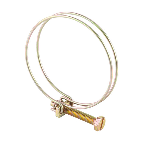 Ten Pieces Double Wire Hose Clamps Adjustable Double Wire Water Hose Barb Clamp Pipe Clip Hoop Plumbing Fastener 28 To 32 Millimeter Range Stainless Steel With Zinc Plated Finish Corrosion Resistant shown in close-up view