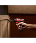Compact Cordless Driver Drill Kit Featuring Variable Speed Trigger And Quick Change Chuck, Delivers A Rock Solid 175 Inch Pounds Of Torque At Just Two Pounds, Built As A Daily Grind Workhorse For Toughest Job Sites in use to fasten cabinet hardware.