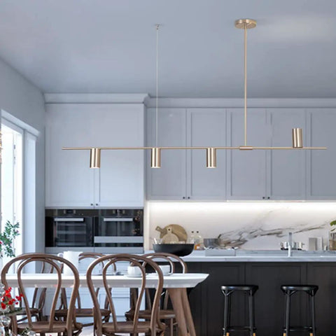 Sleek Modern 4 Light Linear Pendant Chandelier For Dining Room Kitchen Island And Living Room With GU10 Bulbs Dimmable 110V