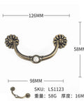 Zinc Alloy Pull Handle For Cabinets And Drawers, Matte Black European Vintage Style Hardware, dimensions and SKU details shown
