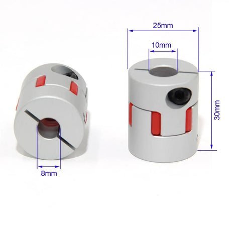 Hardcore Aluminum Flexible Shaft Coupler Fits 8mm To 10mm Bore For Servo And Stepper Motors With Vibration Damping Beam Design; 25mm x 30mm