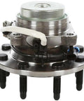 Front Wheel Bearing Hub Assembly 2WD 8 Lug Polished Replacement Fits Left Right Sides with electrical connections view.