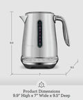 Smart Kettle Luxe 7-Cup Water Heater In Brushed Stainless Steel With Temperature Control, 9.9" x 7" x 9.5" dimensions