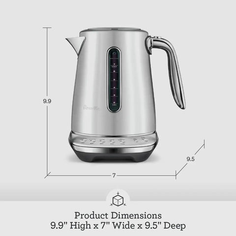 Smart Kettle Luxe 7-Cup Water Heater In Brushed Stainless Steel With Temperature Control, 9.9" x 7" x 9.5" dimensions