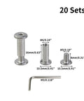 Heavy Duty Stainless Steel Binding Post Screws 20 Pack M5 Thread Terminal Kit with dimensions and hex wrench visible