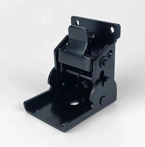 Black Two Pack 90 Degree Self-Locking Folding Hinge Lock Steel Foldable Bracket Hidden Hinge for tables and workbenches.