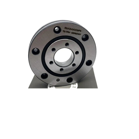 Rock Solid Cross Roller Bearing Rings RU42 RU42UU RU42UUCC0 Heavy Duty Slewing Component close-up view with central hole and mounting holes.