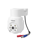 Hardcore 4K Pan Tilt Wired Security Camera Add On Compatible With Outdoor Indoor Cctv Dvr Home Surveillance Setups Boasting Zero Hassle Installation And Knockout Ultra Hd Infrared Night Vision, showing front view with connections.