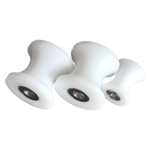 Heavy Duty U Shape Pulley Roller Guide Wheel Slick Rolling Bearing Steel Track Glide Smooth Linear Motion Built Tough For Any Shop Or Garage Fix Precision Ground Bearing Raceways Top Tier Performance Replacement Part - set of three white rollers