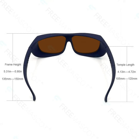 Heavy Duty Laser Safety Glasses Bring Top Shelf OD Four Plus Protection with detailed sizing for optimal fit and heavy duty use.