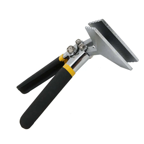 Side view of 3 Inch Curved Sheet Metal Hand Seamer For Bending Flattening And Straightening Pro Grade Metalworking Pliers With Double Dipped Grips