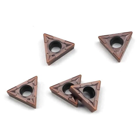 Top Shelf Solid Carbide Turning Inserts TCMT110204 Tialn Coated For Lathe Tool Holder And Boring Bar, five triangular cutting inserts.