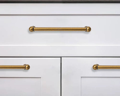 Heavy Duty Zinc Alloy Cabinet Pulls Built To Last Featuring Smooth Operation Antique Brass Hardware Top Shelf Fixtures Solid 12 Inch Center Handles for kitchen drawers.