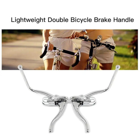 Bombproof Lightweight Aluminum Bicycle Brake Levers Dual Handle Set for 22.2mm Handlebars shown against bicycle background