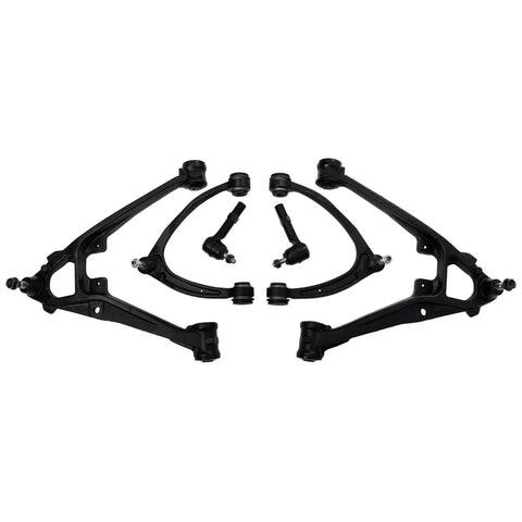 Garage Ready Front Suspension Kit With Reinforced Upper Lower Control Arms And Zerk Greased Ball Joints For 2007 To 2013 Chevrolet Silverado Tahoe GMC Sierra Half Ton Truck Refresh showing control arms and ball joints.