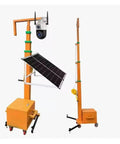 Eight Meter Manual Hand Winch Telescopic Mast Aluminum Alloy with solar panel and camera, sturdy design for satellite antenna deployment.