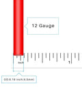 Close-up of Red 12 Gauge Silicone Wire Spool, 100 Ft Flexible Stranded Tinned Copper Wire, 4.5mm diameter measurement.