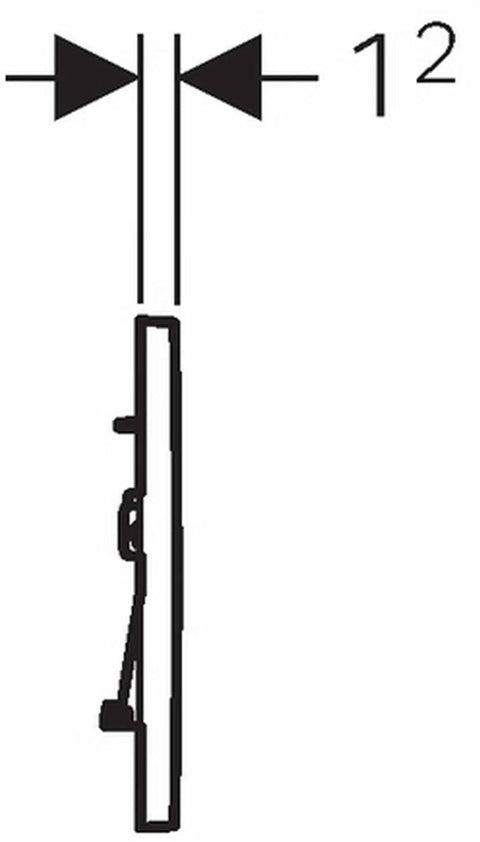 Side view diagram of Sigma 30 Dual Flush Actuator Plate In White And Polished Chrome For Concealed Toilets, showing installation profile.