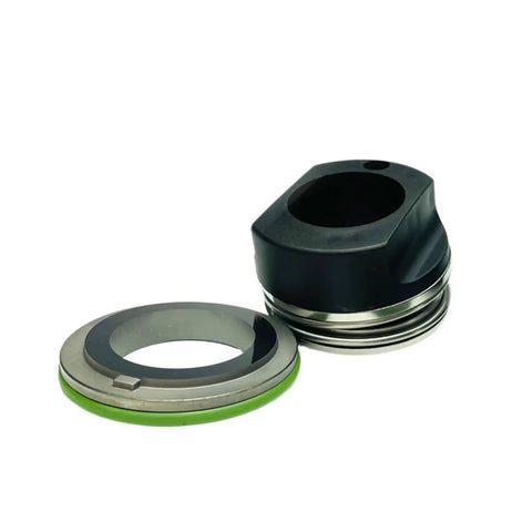 Heavy Duty Mechanical Shaft Seals For Industrial Pumps Plug And Play Drop In Replacement Stainless Steel construction with green seal and black component.