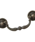 Knockout Antique Bronze Drop Bail Dresser Pull With 3 Inch Hole Centers Rustic Cabinet Handle in detailed view.