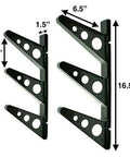 Heavy Duty Water Ski Wall Rack Holds Two Pairs Of Skis Sturdy ABS Plastic Horizontal Garage Storage Solution, 16.5-inch tall, black brackets.