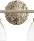 Transitional Two Light Bathroom Vanity Light In Persian White Finish With Clear Seeded Glass Damp Rated Fixture Slick For Small Bathrooms And Powder Rooms