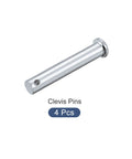 Heavy Duty Carbon Steel Clevis Pins 4 Pack Flat Head Single Hole Shaft Hardware For Machinery And Furniture DIY Setup Rock Steady Industrial Fasteners Dead Nuts Tight And Built Slick, shown as a single clevis pin.